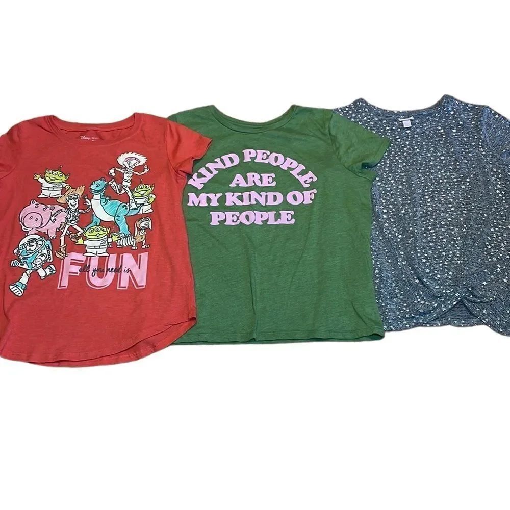 3 Girl’s Shirts, short sleeve, Disney, Old Navy, Dressy Silver, girl’s 14 shirts